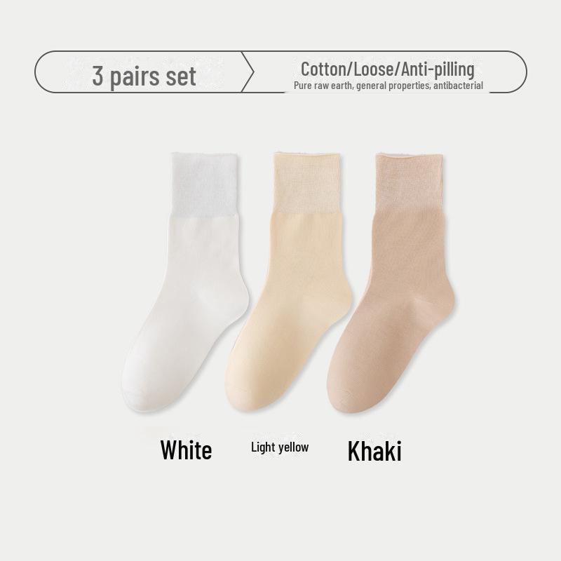 Женские хлопковые носки с антипиллингом: Однотонный, средней длины, впитывающий пот, дезодорирующий, без косточек, свободного кроя, для весны и осени.