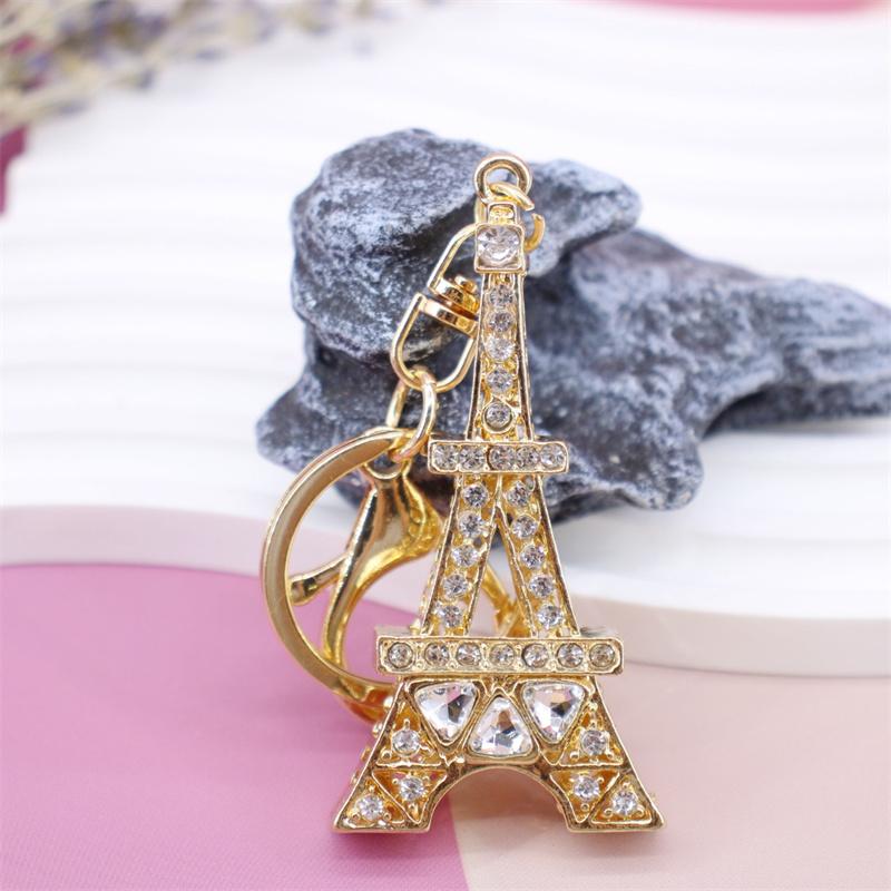 Fashion Eiffel Tower Rhinestone Women Pendant Alloy Car Pendant Jewelry Key Accessories Kid Gifts Bag Charm