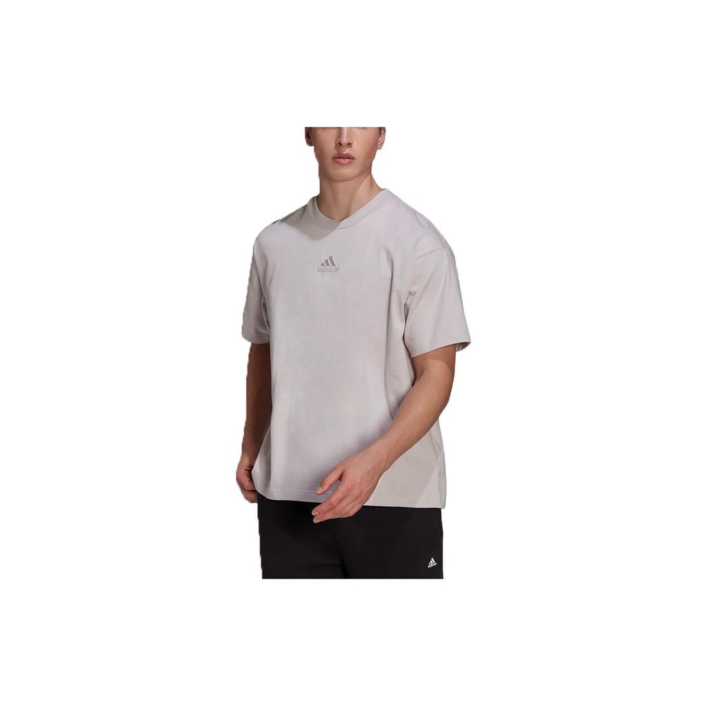 Adidas T Shirts Unisex Gray Pink Crew Neck Moderate Straight Fit HU0123