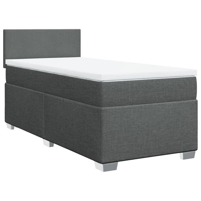 Maison Exclusive - Sommier à lattes de lit avec matelas Gris foncé 90x200 cm Tissu