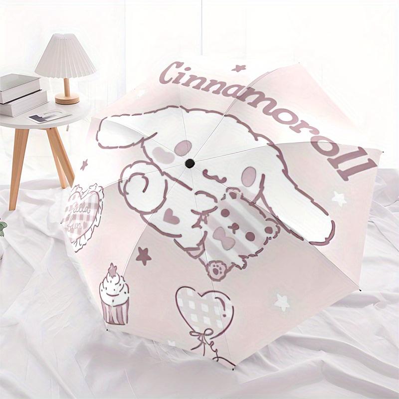 1pc Heart Cinnamoroll Sanrio Automatic 3-Fold Umbrella Design, Cute Cartoon Pattern, Portable Outdoor Umbrella, Perfect, Holiday Gift for fans.S037