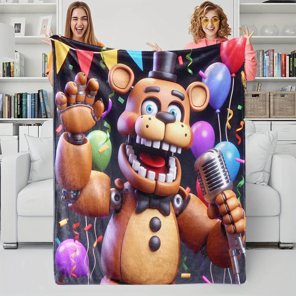 Фланелевое одеяло Five Nights At Freddy' Мягкое теплое плюшевое покрывало Легкое одеяло Чехол для дивана кровати Подушка для сна Кемпинг Подарок для фанатов FNAF