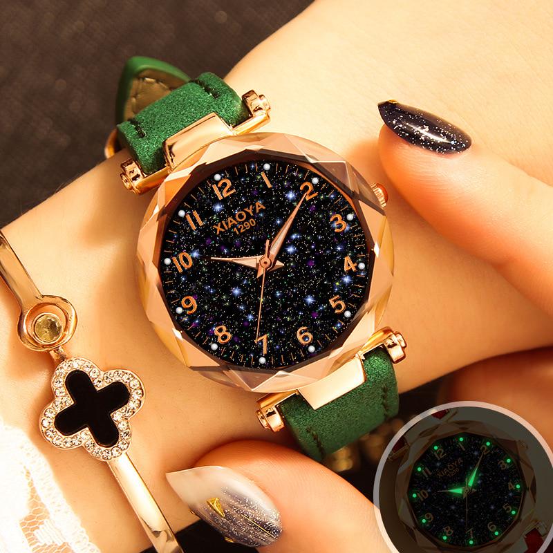Starry Luxury Sky Watch For Women Fashion Quartz Wristwatch Ladies Casual Leather Strap Watches
