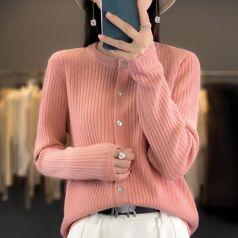 Autumn and Winter Women's Knitwear Fashion Casual Solid Color Print Long Sleeves O Neck Sweater