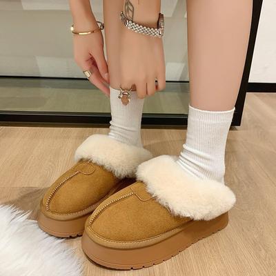 Тапочки Mao Mao, женская верхняя одежда, меховая, интегрированная сумка, зимние ботинки 2024 года, новые зимние хлопковые тапочки с одной педалью