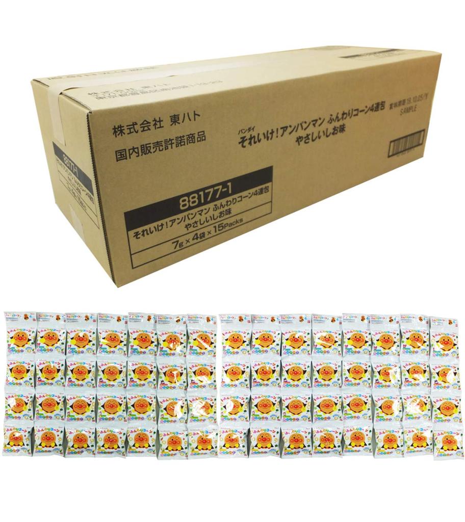 Мягкая кукуруза Tohato Anpanman, 4 упаковки, нежный соленый вкус, 7 г x 4 пакета x 15 пакетов Soreike!