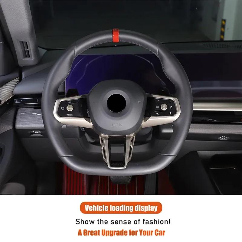 Car Steering Wheel Top Marker For BMW 5 Series G60  2024+ Carbon Fiber Center Line Marking Sticker Car Accessories