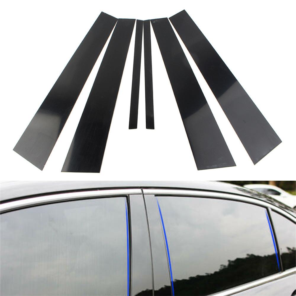 6Pcs Door Cover Window Pillar Posts Trim Kit Piano Black For Acura TL 2004-2008