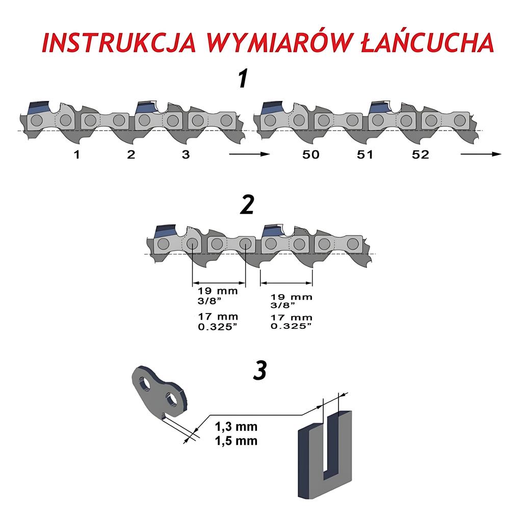 Łańcuch Do Piły Spalinowej Pilarki Łańcuchowej 12'' 44 3/8 375 35Cm 1.3Mm