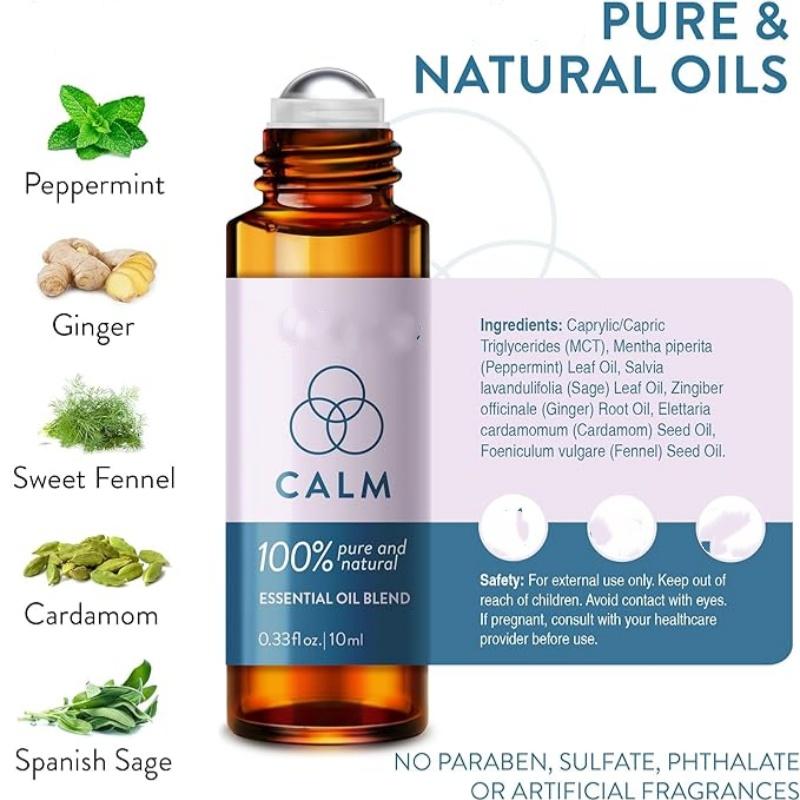 Calm Essential Oil Roll On-Stocking Stuffers for Teen Girls and Women - 100% Natural Stress Relief Aromatherapy Blend - Relaxation Self Care