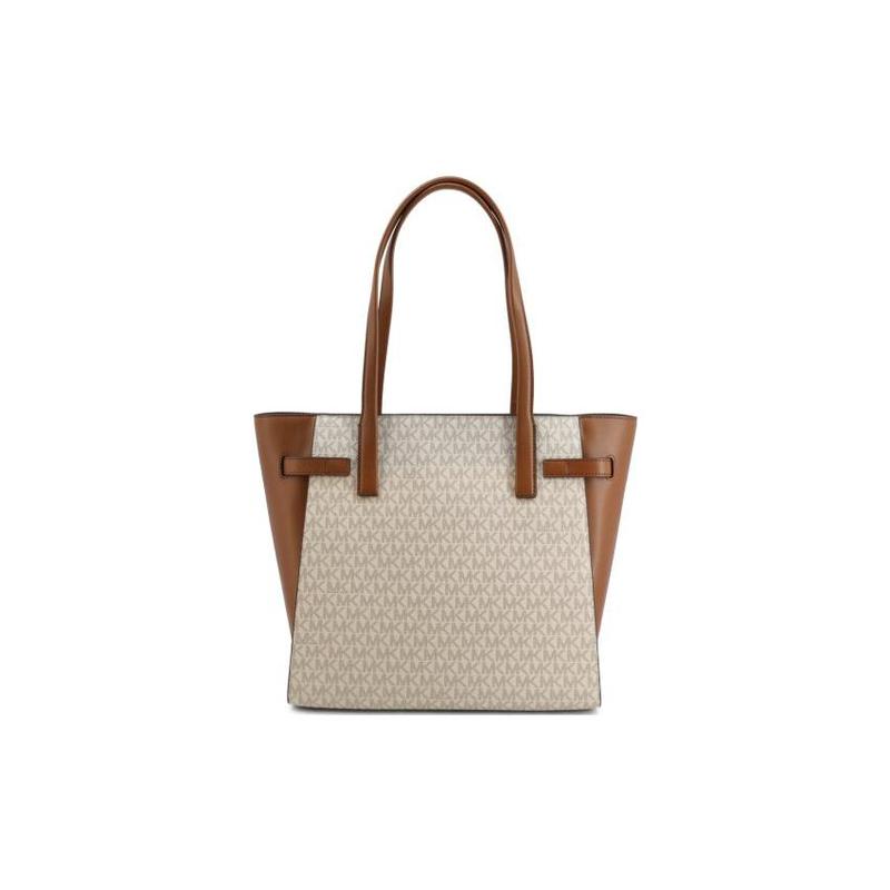 Michael Kors Кармен модный цветной блок с буквенным логотипом сумка-тоут из коровьей кожи сумка-тоут сумка для покупок женская наплечная сумка большого размера ванильный цвет