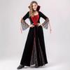 Halloween Vampire Queen Witch Red and Black Long Dress Demon Dress Up Costume Cosplay Costume