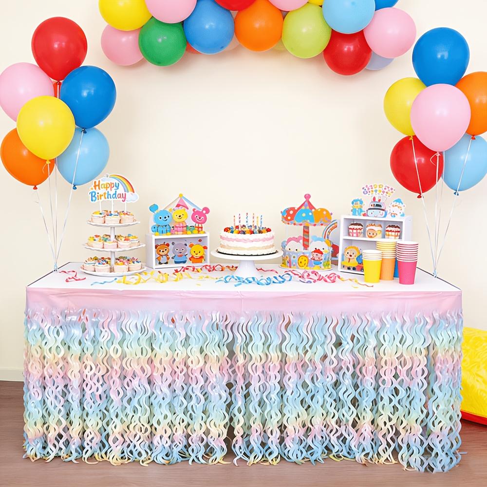 Disposable Table Skirt with a Rainbow Gradient Design, For Decorate Tables at Birthday Parties, Weddings, Gatherings, Measuring