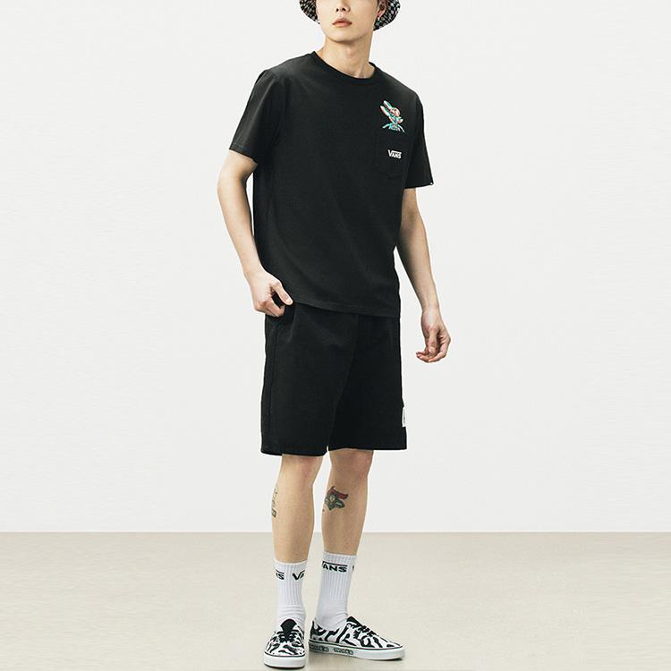 Vans Logo Print American Vintage Pocket Crew Neck Short Sleeve T-Shirt Unisex Tops Black VN0A5H5IBLK