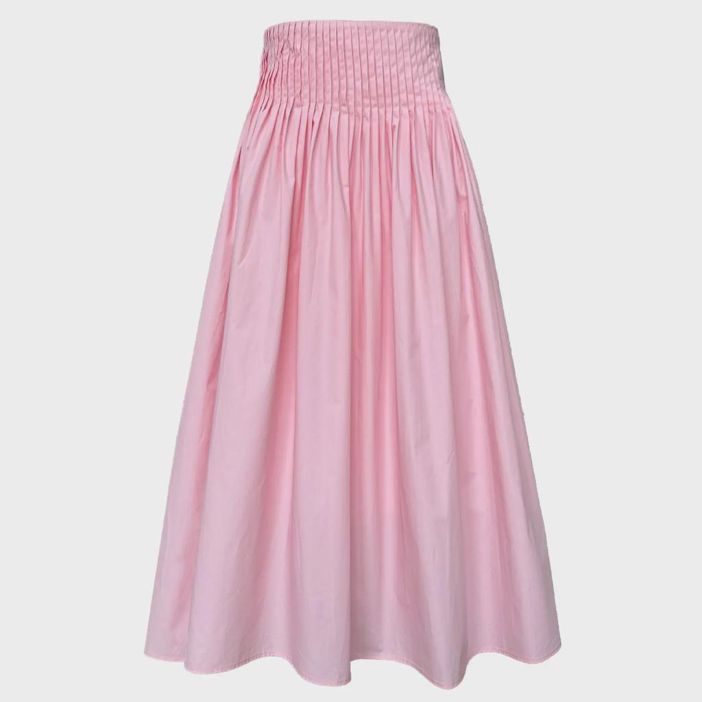 Юбка Luxi Pink с завышенной талией, средней длины, с плиссе, для женщин - Милый и элегантный дизайн