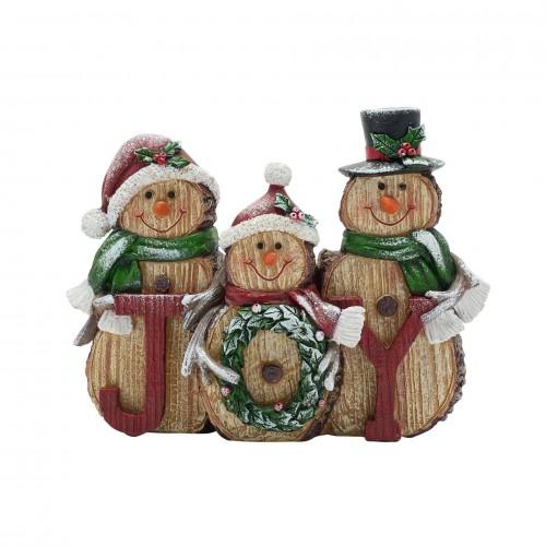 Wood Effect Snowman Family Of Joy