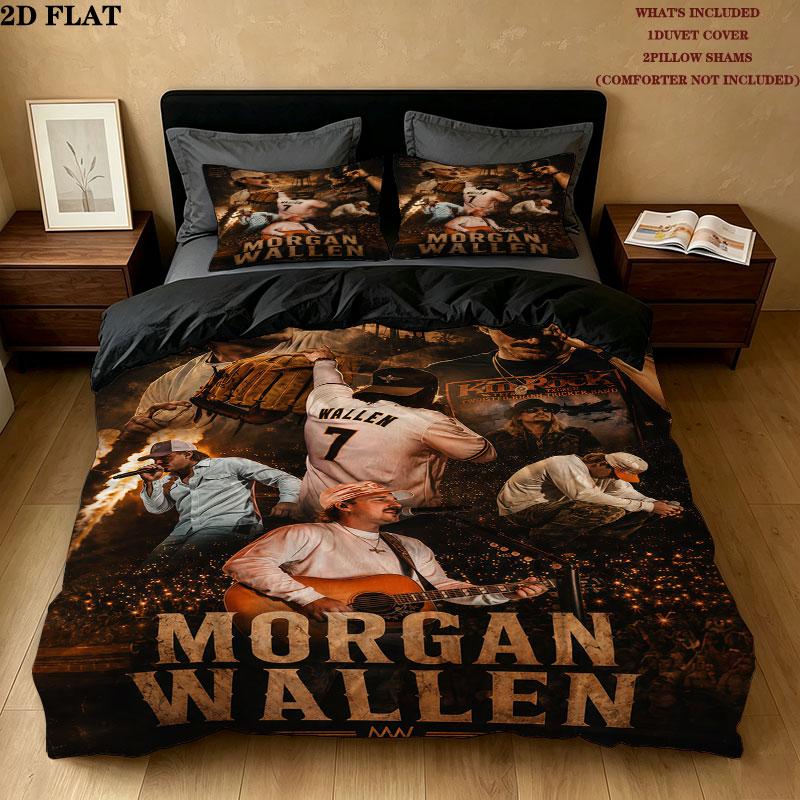 Morgan Wallen Bedding Quilt Set Quilt Cover Pillowcase Home Decoration Birthday Gift (1 * duvet cover + 2 * pillowcase, without core)