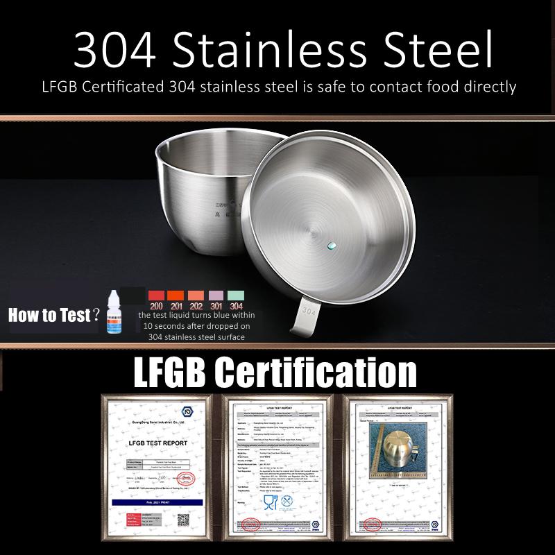 Сертификат LFGB Нержавеющая сталь 304 Миска для лапши быстрого приготовления 1100 мл Ланч-бокс Сохранение тепла Изоляция Миска для рамена с крышкой 800 мл
