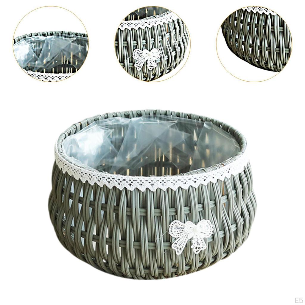 Корзина из имитации ротанга круглая для мусора