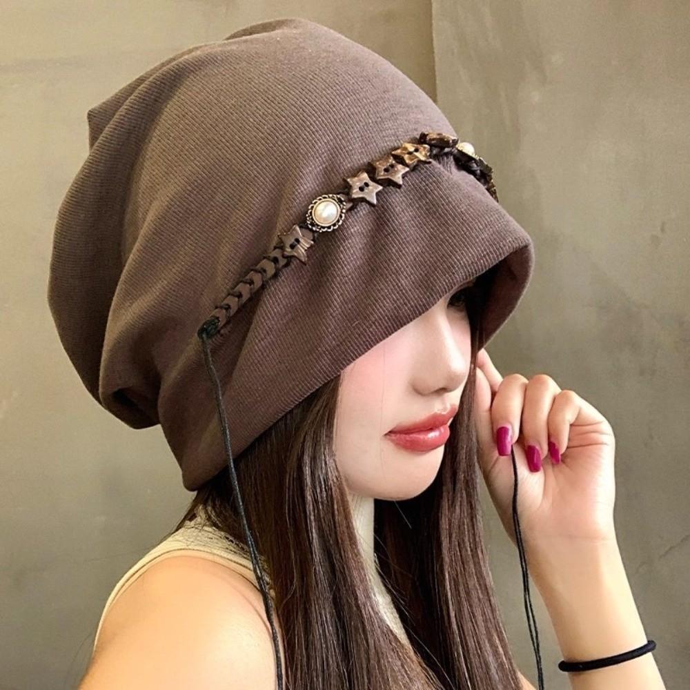 Vintage Beanies Cap Ethnic Style Pullover Hats Fashion Y2k Baggy Cap Women
