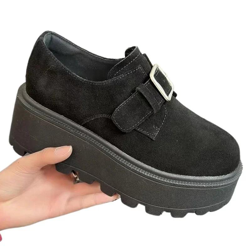 Женские замшевые мокасины на платформе, повседневные кроссовки на высоком каблуке, обувь 2025 года, спортивная обувь для бега, новинка зимы для путешествий, Zapatos Mujer