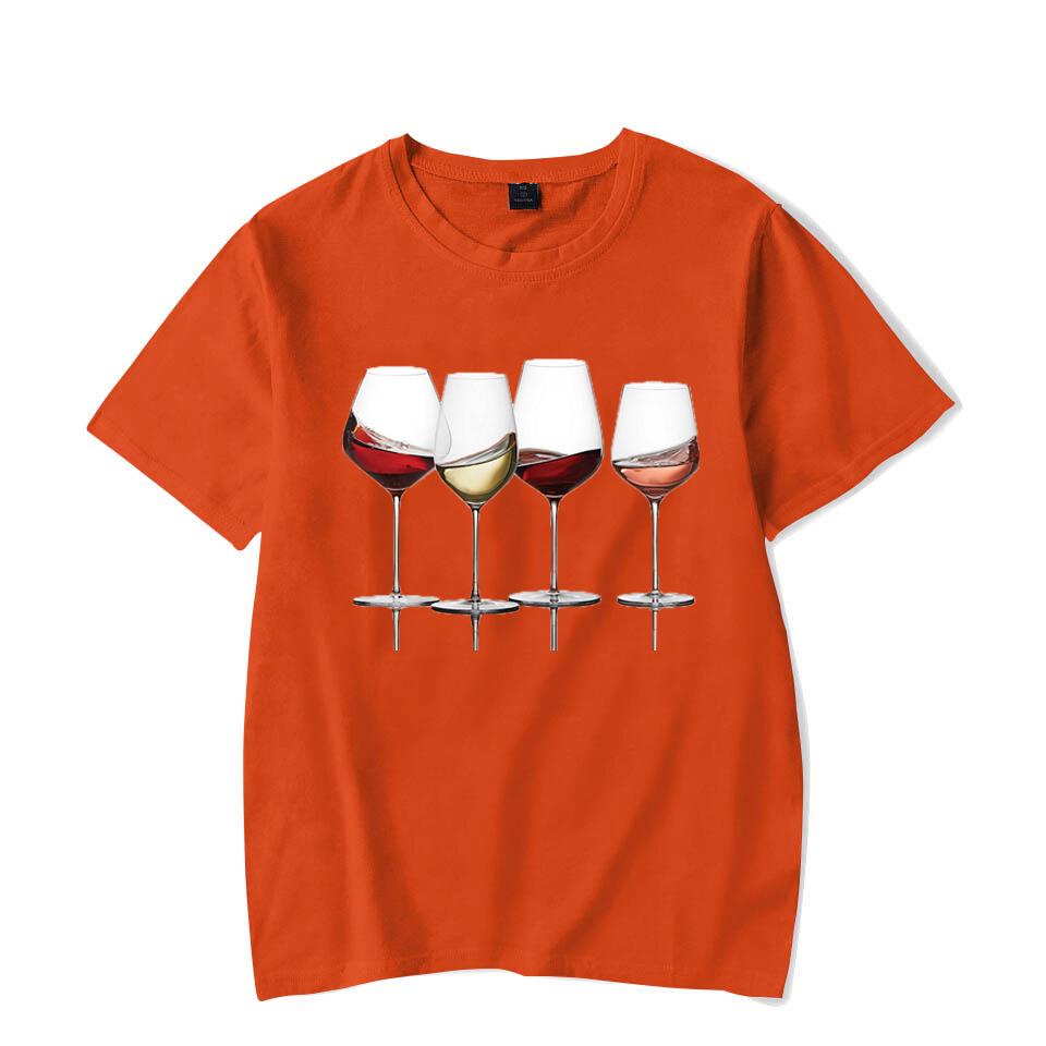 Футболки с винным принтом для женщин, летние повседневные футболки с круглым вырезом, футболки с короткими рукавами, модная футболка