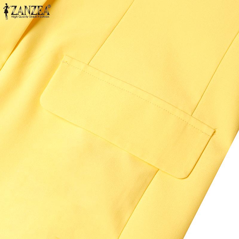 ZANZEA Женский пиджак с коротким рукавом, пальто с воротником с лацканами, элегантные повседневные куртки, верхняя одежда больших размеров