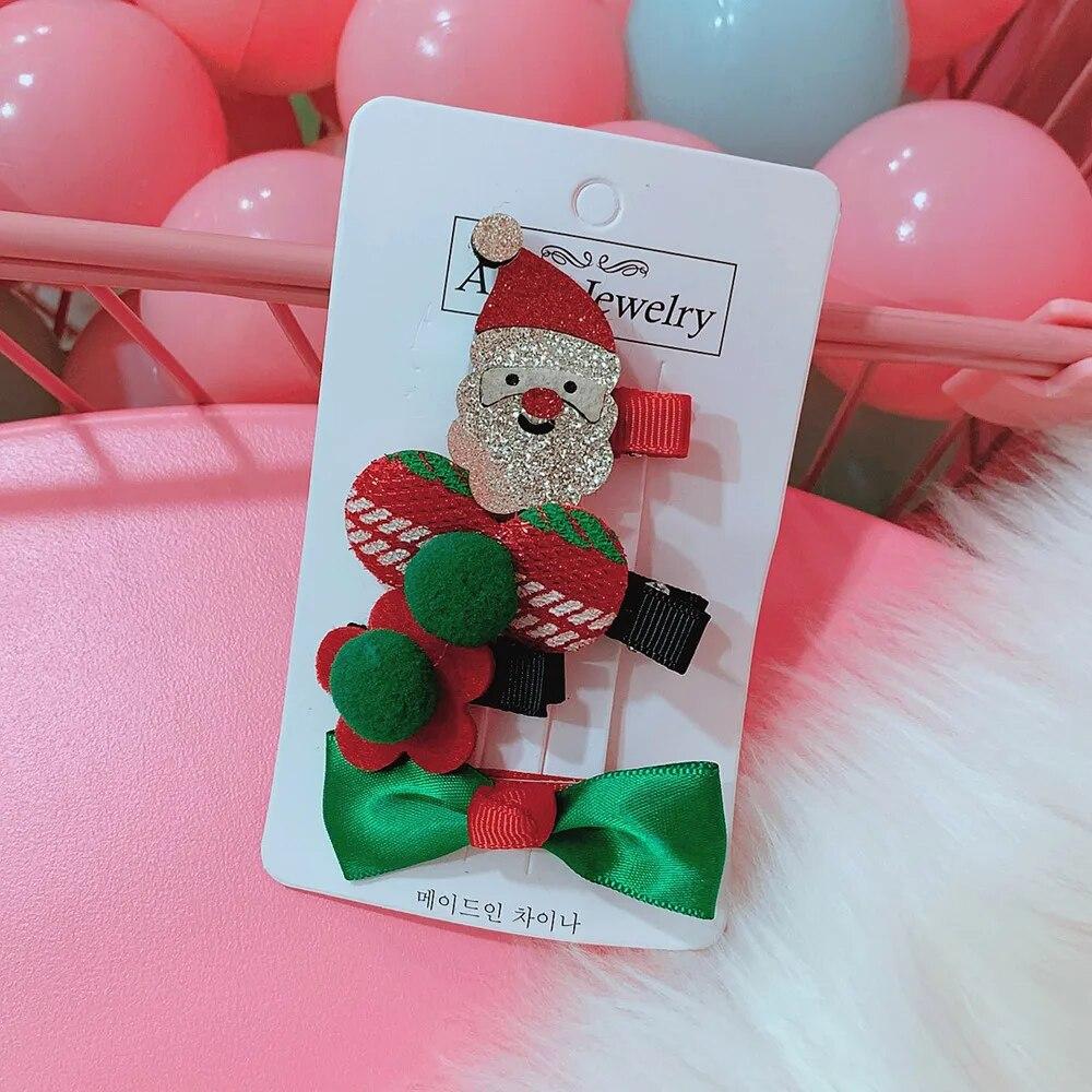 2/4 шт./компл., милая рождественская заколка для волос, конфетная заколка Санта-Клауса, головной убор для маленьких девочек, заколка в виде утконоса, красная, зеленая заколка для волос