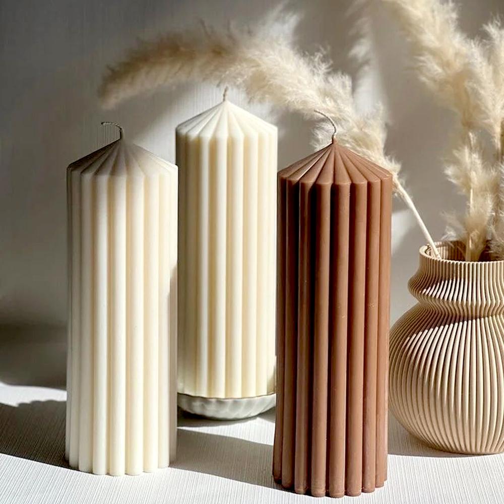 Акриловые формы для свечей, легко извлекаемые, длинная восковая форма-столб, сделай сам, большая полосатая колоннообразная коническая цилиндрическая форма для домашнего свадебного декора