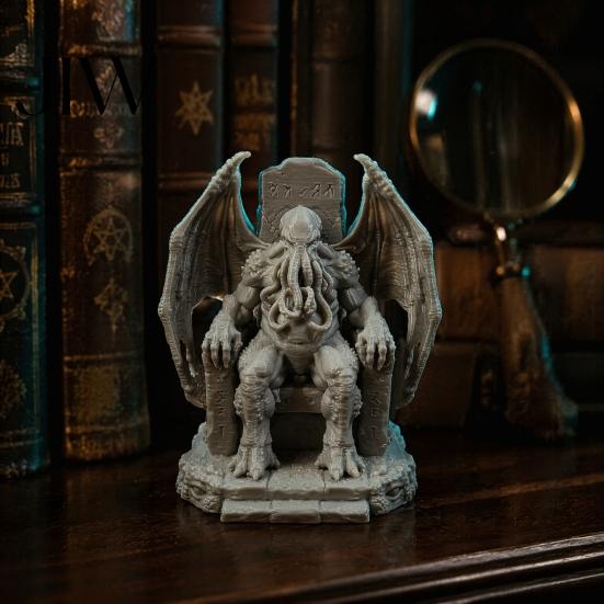 Научно-фантастические Хоррор Коллекционные предметы 3D Печатный Трон Статуя Ктулху, Готическая Смоляная Фигурка для Полки и Стола Декор Детальной Скульптуры Крыла Летучей Мыши, Щупальце