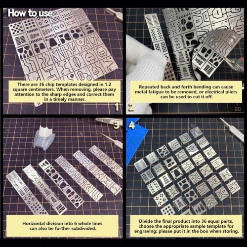 geneX Gunpla Crease Engraving Guide, Set of 2, Etching Guide, Template, Ruler, Plastic Model, Detail Up, Hobby