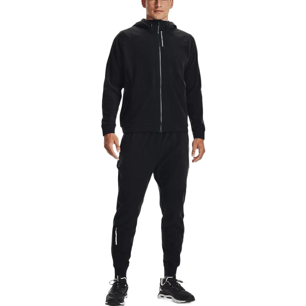 Under Armour Мужская однотонная флисовая куртка Rush Series с капюшоном на молнии, черная 1366178-001