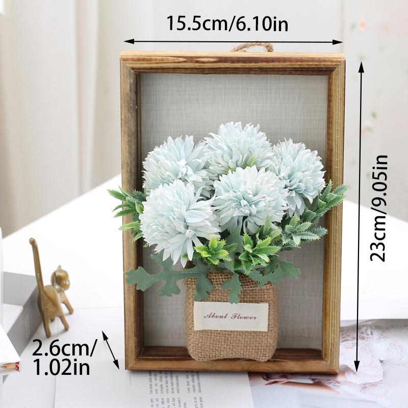 Wood Photo Frame Imitation Flowers Decoration 3D Handmade Artificial Flower Wall Hanging