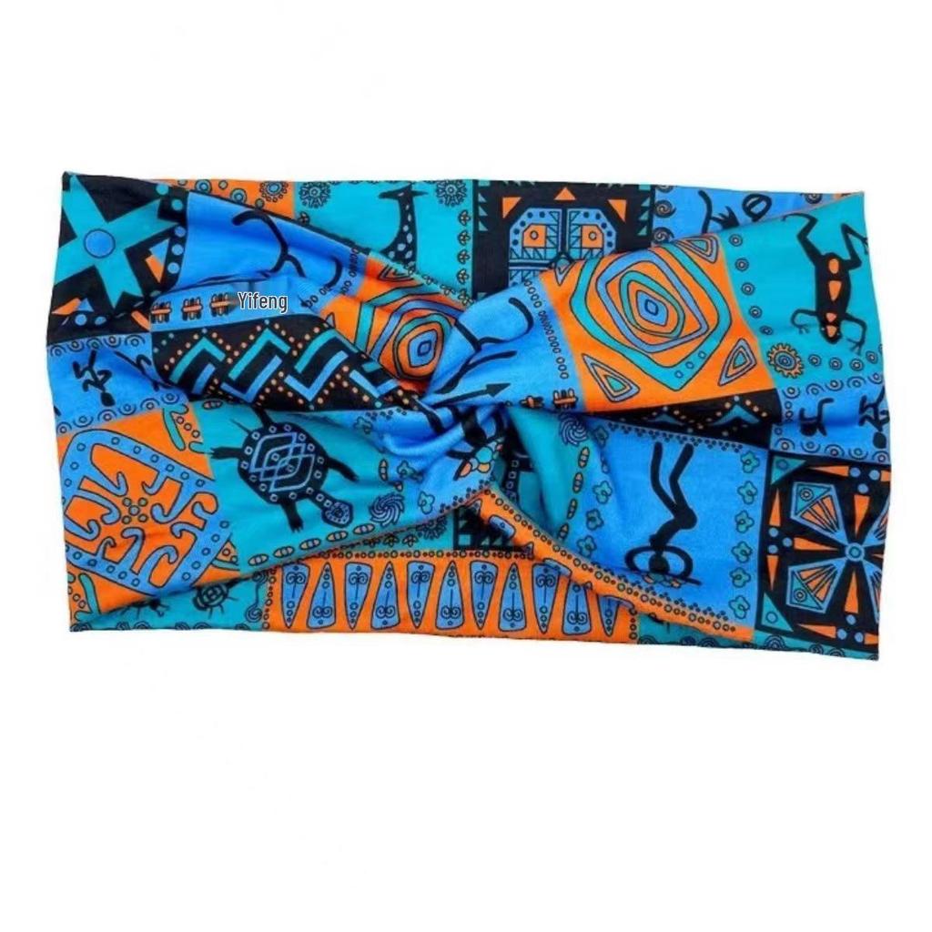 Женская богемная повязка для йоги с узором «кешью» - Впитывающая пот, эластичный хлопковый аксессуар для волос
