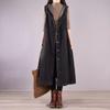 Свободный длинный джинсовый худи-жилет без рукавов, осенняя модная верхняя одежда для женщин, простой стиль, большой размер, трендовая повседневная куртка
