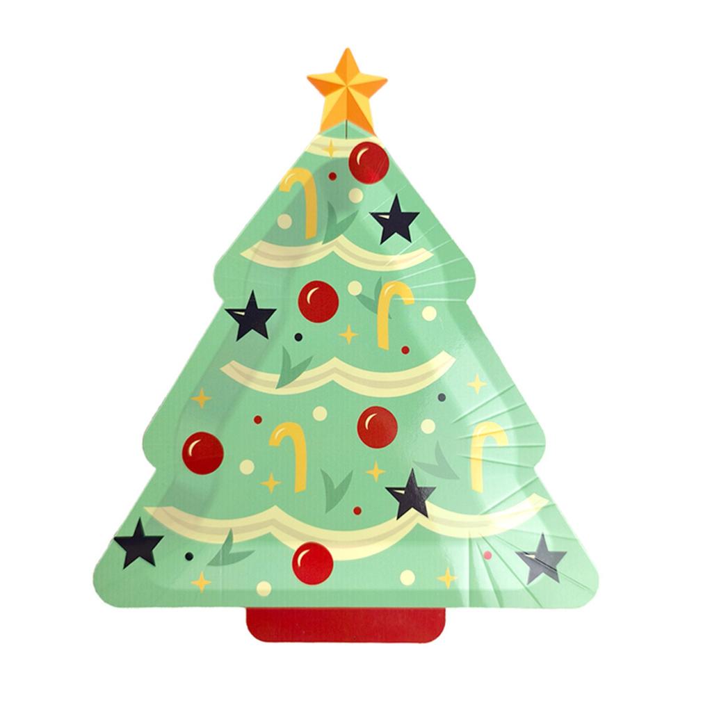10pcs Cute Christmas Tree Paper Plates Disposable Holiday Dinnerware For Party And Cake Snacks For Celebrations And Family Gatherings
