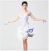 Sequin Fringe Latin Dance Dress with Spaghetti Straps for Performance and Competition