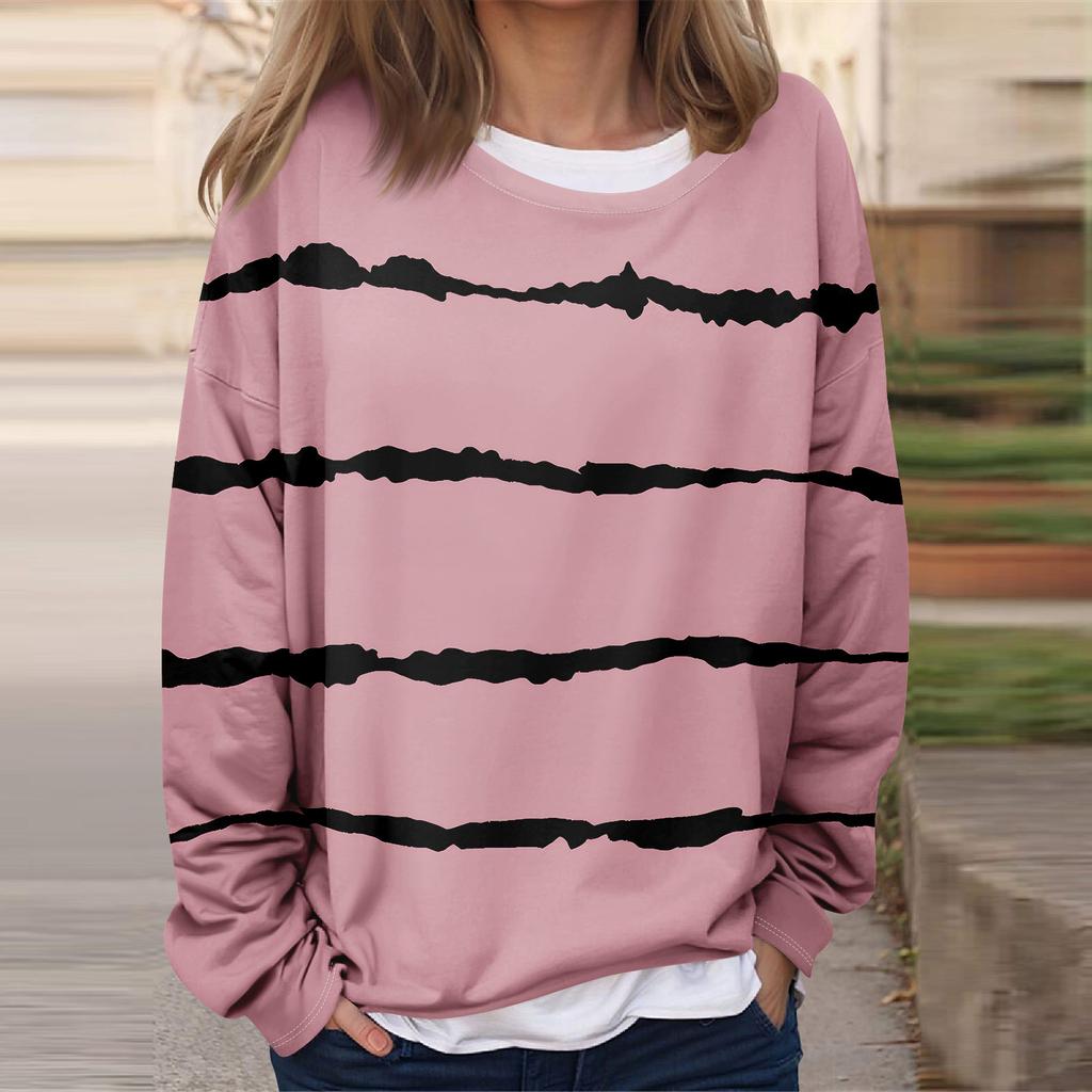 Женская повседневная модная винтажная печатная толстовка с длинным рукавом и круглым вырезом, многослойный пуловер