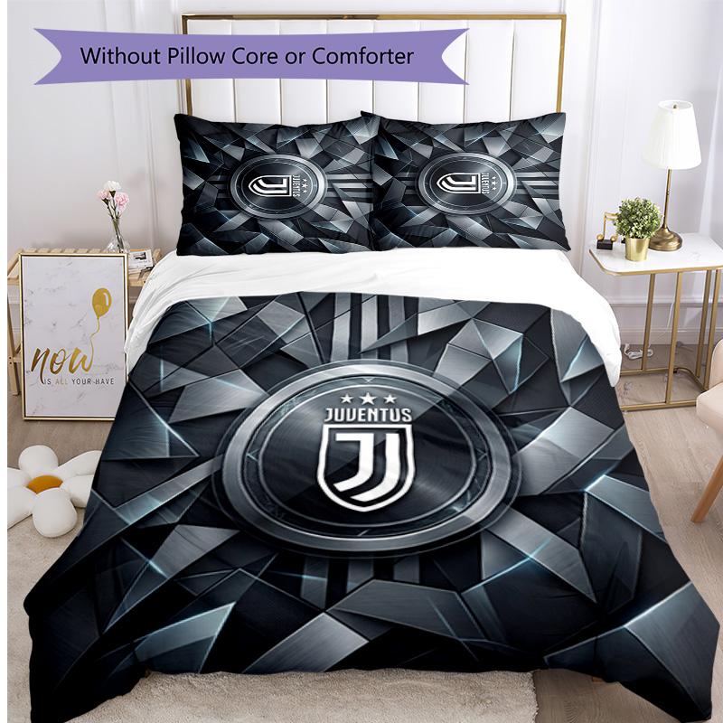 Juventus FC С принтом 3 шт. Комплект постельного белья Мягкий, приятный для кожи, стирающийся Пододеяльник и Наволочки Комплект Для всех сезонов Спальня