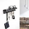 Wall Keychain Self-adhesive Key Holder Wall Mounted Storage Bag with Door Entry Channel and Office Hook Black
