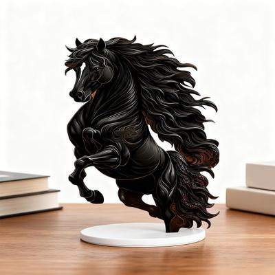 Акриловая настольная табличка с лошадью 2D плоская черная табличка-украшение в форме лошади для дома, гостиной, спальни, настольное украшение, подарок для любителя лошадей
