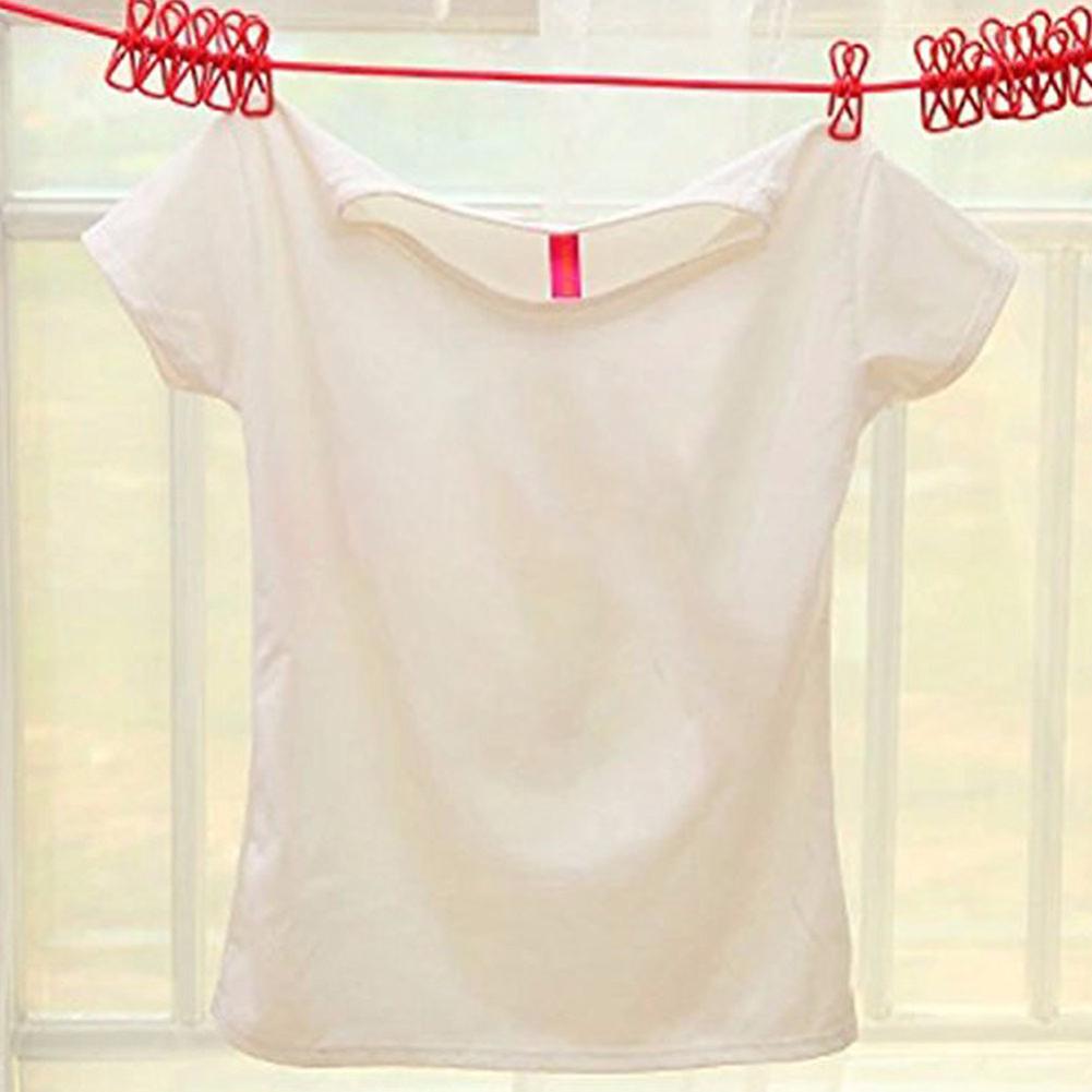 Drying Portable Clothes with Clips 12 Clothes Elastic Hanger Line Windproof