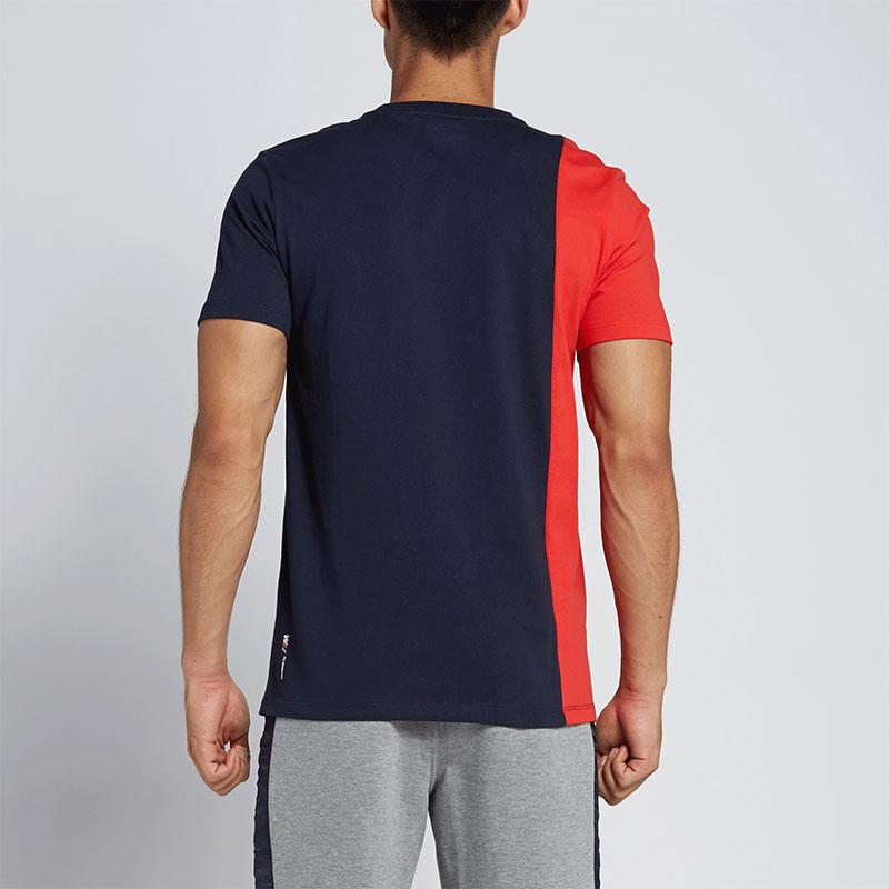 Puma Футболка с коротким рукавом и принтом букв X Bmw Color Block, круглая горловина, гоночная, мужская, синяя 761989-01