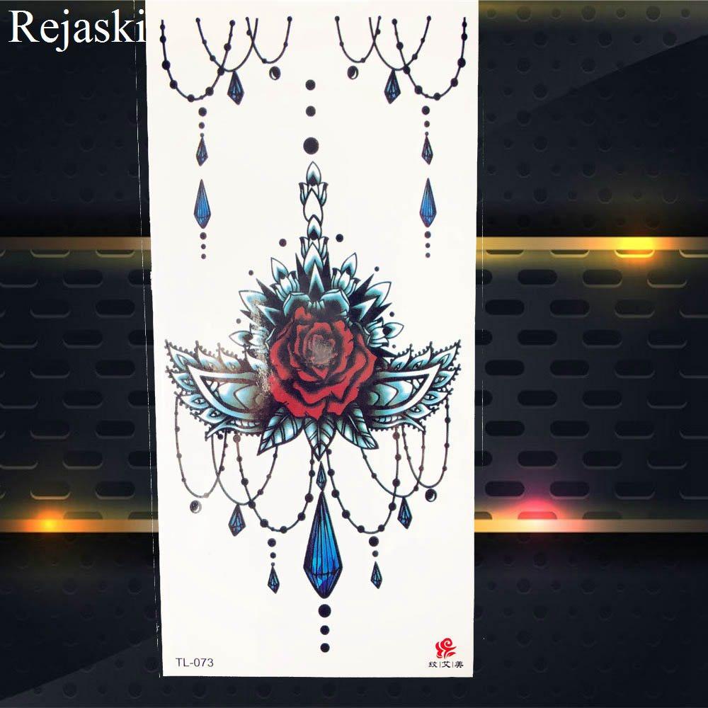 1PC Watercolor Rose Temporary Tatoo Chain Fake Jewelry Bracelet Flash Tatoo For Women Body Art Tatoo