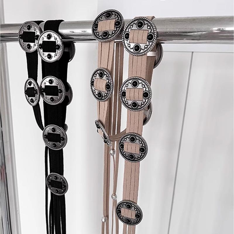 Богемный Ретро Потертый Металлический Замшевый Пояс Повседневный Отпускной Стиль Поясная Цепочка Плетеный Женский