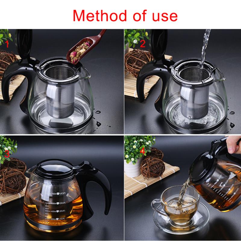 Creative Design Glass Teapot 1200ml Fashion for Tea Flower with Removable Steel Infuser Filter Kettle
