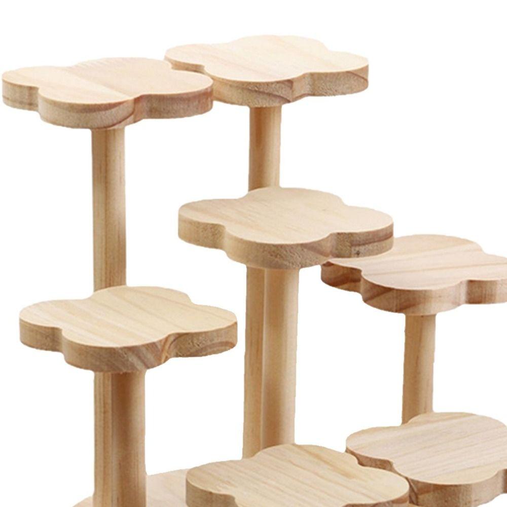 Multi Tier Desktop Display Stand Decorative Storage Rack Portable Wooden Storage Shelf  Table