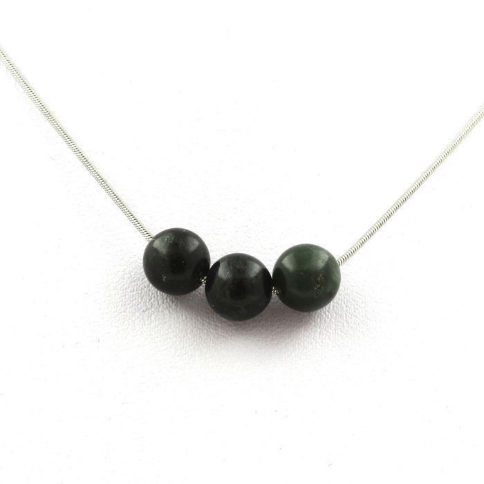 Stones and Minerals. 3 Seraphinite 8 Mm Pearl Necklace Stainless Steel Chain.
