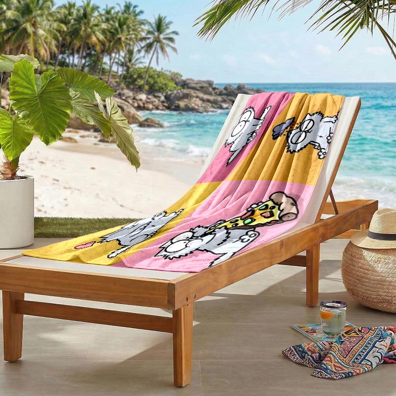 Simon'S Cat Fashion Beach Towel: Ideal for Summer Adventures Soft, absorbent and quick drying suitable for swimming and bathing