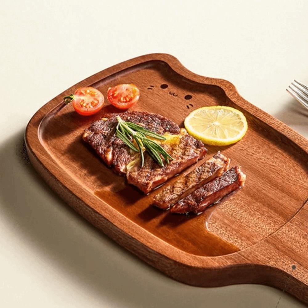 Solid Wood Ebony Wood Cutting Board Thickened Kitty Shape Steak Tray Fruit Chopping Board  Kitchen